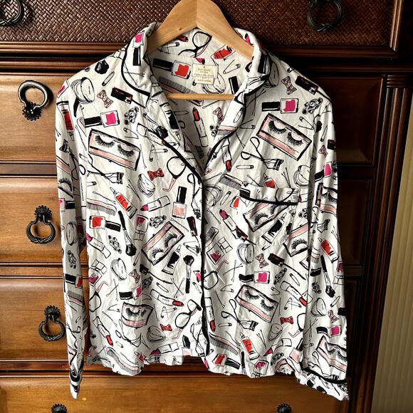 Kate Spade Loungewear Dream A Little Dream Cosmetic Makeup Pajama Top size L - Picture 7 of 12
